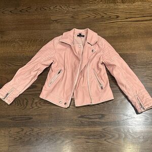 Aqua Blush Leather Moto Jacket